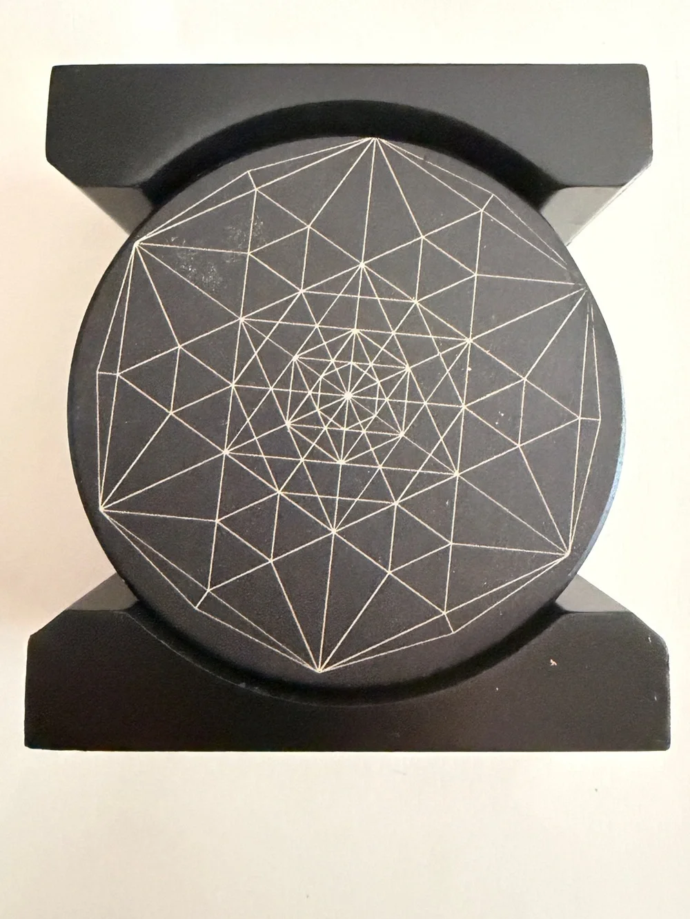 Sacred Geometry Vintage Metatron Cube Wood Coasters Set 6 Black Cork Back Holder